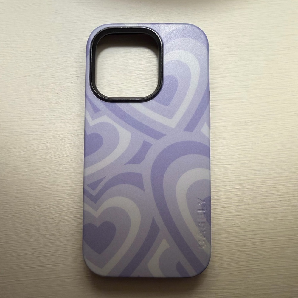 iPhone 14 Pro. Casely Lavender Heart Design Phone Case